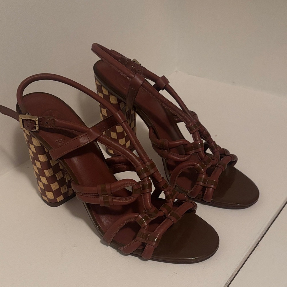 Tory Burch Brown Strappy Heels
